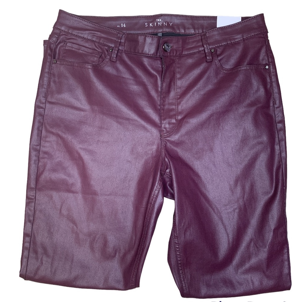 White House Black Market Curvy-Fit High-Rise Coated Skinny Jeans Black Cherry